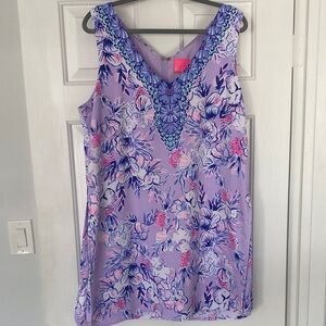 Lilly Pulitzer Lavender Floral Sleeveless V-Neck Romper w/ Pink & Purple Accent